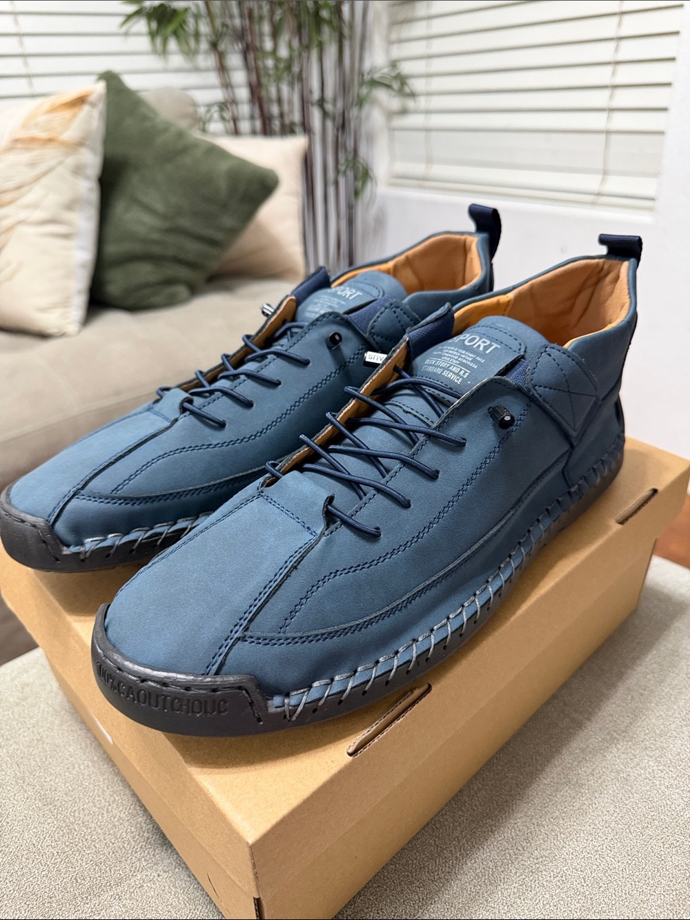 Greks Men's Casual Lace-Up Shoes in Blue